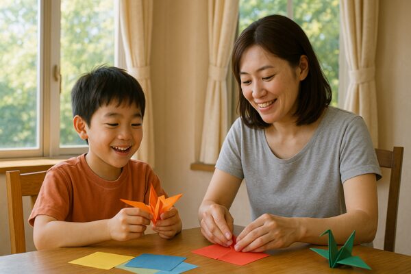 折り紙遊びをする親子｜折り紙遊びの記事紹介